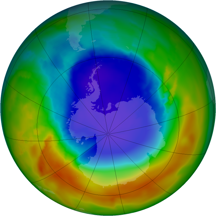 Antarctic ozone map for 07 October 2012